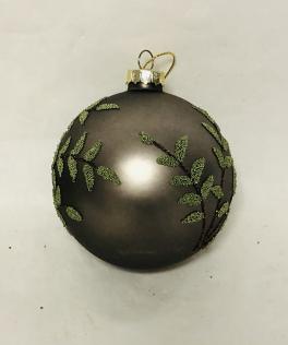 Matte green sphere with leaves